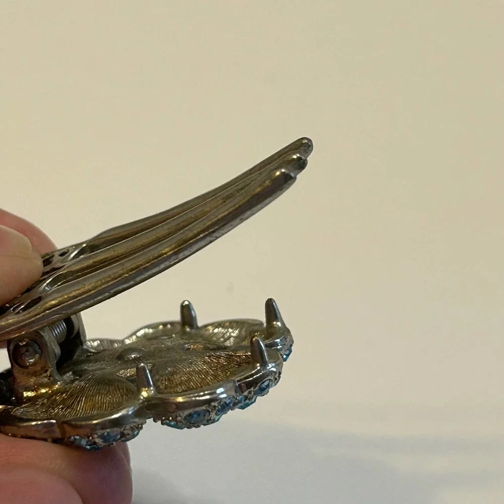 Blue Rhinestone Flower Claw‎ Clip